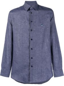 ETRO chemise en lin à logo brodé - Bleu