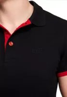 Rusty Neal - Heren Polo - Zwart Rood - Korte Mouw - Knoopsluiting