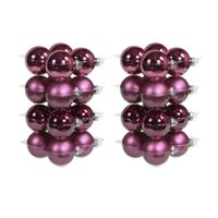 32x stuks glazen kerstballen cherry roze (heather) 8 cm mat/glans