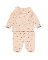 HEMA Newborn Kledingset Shirt En Broek Ajour Bloemen Perzik (perzik) - thumbnail