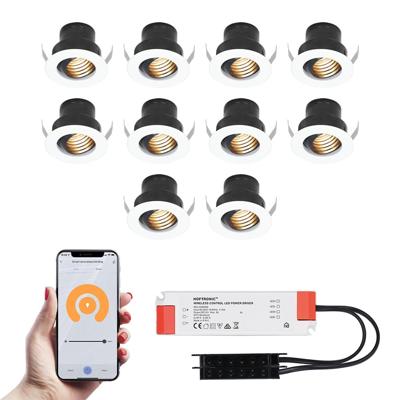 Set van 10 Medina Smart LED Mini Inbouwspots - Veranda spots - 12V 3W 150lm - Dimbaar - Kantelbaar - Wifi & Bluetooth - 2700K - IP44 - Wit