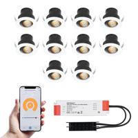 Set van 10 Medina Smart LED Mini Inbouwspots - Veranda spots - 12V 3W 150lm - Dimbaar - Kantelbaar - Wifi & Bluetooth - 2700K - IP44 - Wit
