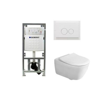 Villeroy & Boch Subway 2.0 Toiletset - Geberit inbouwreservoir - diepspoel - wandcloset - directflush - bedieningsplaat - ronde knoppen - wit 0701131/SW706186/ga26028/ga91964/