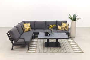 Rockford aluminium loungeset antraciet 5-delig - Verstelbare tafel