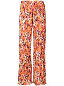 MSGM pantalon plissé à fleurs - Orange