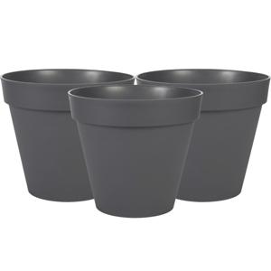 3x stuks eda toscane bloempot - kunststof - grijs - d40 x h32 cm - binnen- en buitenshuis