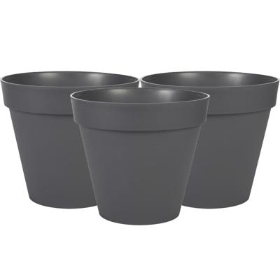 3x stuks eda toscane bloempot - kunststof - grijs - d40 x h32 cm - binnen- en buitenshuis