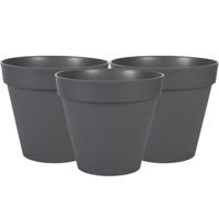 3x stuks eda toscane bloempot - kunststof - grijs - d40 x h32 cm - binnen- en buitenshuis