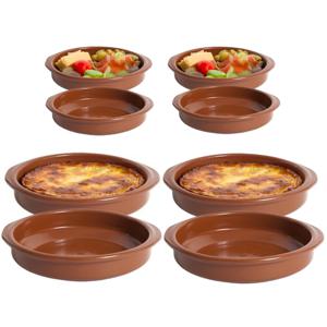 Tapas serveerschalen set - 4x D12 cm en 4x D18 cm - rond - Spaans terracotta ovenschaaltjes