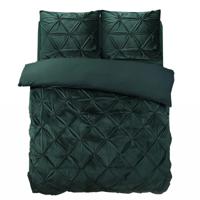 Dekbedovertrek Velvet Pintuck - Eenpersoons (140x200 cm) - Groen Microvezel - Dessin: Patroon - Sleeptime - Dekbed-Discounter.nl