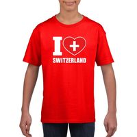 Rood I love Zwitserland fan shirt kinderen - thumbnail