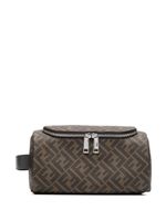 FENDI trousse de toilette en cuir à motif FF - Marron