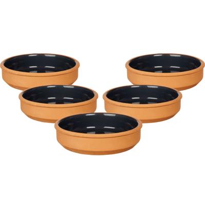 La Dehesa Tapas / Creme brulee schaaltjes - 12x stuks - terracotta/zwart - 16 x 4 cm - Hapjes