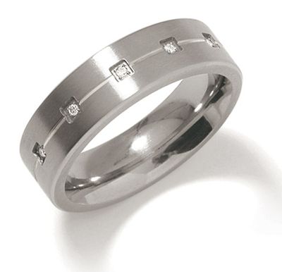 Boccia 0101-20 Ring Titanium-Diamant zilverkleurig 6 mm 5-0,025 crt Maat 66