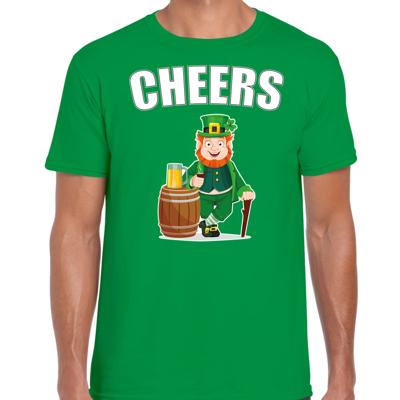 St. Patricks day t-shirt - groen - voor heren - Cheers - Ierse feest kleding