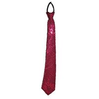 Carnaval verkleed stropdas met glitter pailletten - roze - polyester - heren/dames