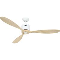 CasaFan AEROPLAN ECO 132 WE-NT Flügel Massivholz natur Plafondventilator 27 W (Ø x h) 132 cm x 310 mm Wit Met afstandsbediening, Timer, Met wintermodus