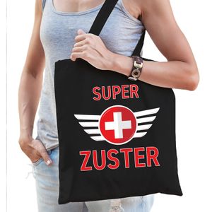 Super zuster cadeau tas zwart voor dames