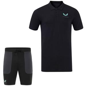 Castore Feyenoord Travel Polo Trainingsset 2024-2025 Zwart Donkergrijs Lichtblauw
