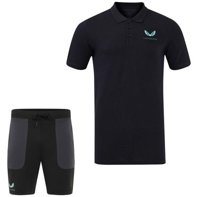 Castore Feyenoord Travel Polo Trainingsset 2024-2025 Zwart Donkergrijs Lichtblauw