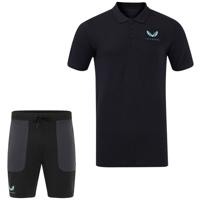 Castore Feyenoord Travel Polo Trainingsset 2024-2025 Zwart Donkergrijs Lichtblauw