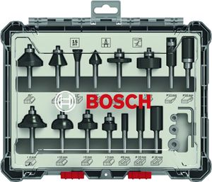 Bosch Accessoires 15-delige gemengde freesset - schachtdiameter 6 mm - 2607017471