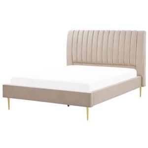 Beliani - MARVILLE - Tweepersoonsbed - Beige - 140 x 200 cm - Fluweel