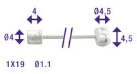 Elvedes Schakel binnenkabel 2250mm verzinkt ø1,1mm Huret N-nippel en T-nippel (op kaart) - thumbnail