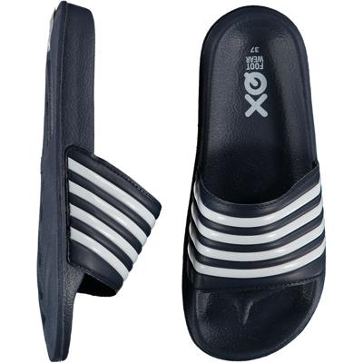 XQ Badslippers Dames Gestreept Navy/Wit-40