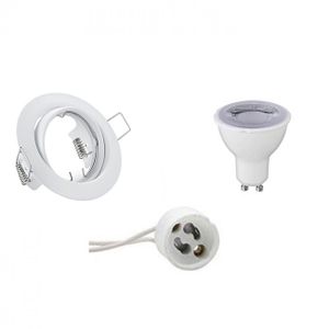 LED Spot Set - Trion - GU10 Fitting - Dimbaar - Inbouw Rond - Mat Wit - 6W - Warm Wit 3000K - Kantelbaar Ø83mm