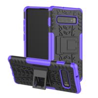 Band textuur TPU + PC schokbestendig geval voor Galaxy S10 PLUS, met houder (paars)