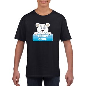 IJsbeer dieren t-shirt zwart voor kinderen