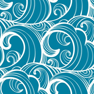 Golvend blauw patroon hoofdeinde behang