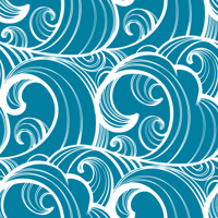 Golvend blauw patroon hoofdeinde behang