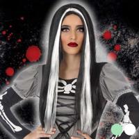 Halloween pruik 118189 (60 cm) Wit Zwart Groen