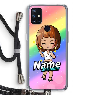 Chibi Maker vrouw: OnePlus Nord N10 5G Transparant Hoesje met koord