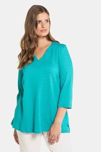 Ulla Popken Shirt, 3/4 mouwen, zijsplitten - Grote Maten Ulla Popken Shirt, 3/4 mouwen, zijsplitten - Grote Maten