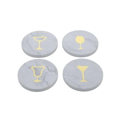 Onderzetters Home ESPRIT Wit Natuurlijk Blik Marmer 10 x 10 x 1 cm (2 Stuks) (4 Stuks)