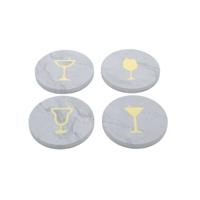 Onderzetters Home ESPRIT Wit Natuurlijk Blik Marmer 10 x 10 x 1 cm (2 Stuks) (4 Stuks)