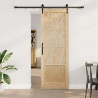 schuifdeur met hardware set 73.5x211 cm massief grenenhout