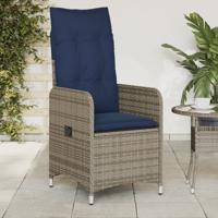 Tuinstoelen 2 st verstelbaar met kussens poly rattan grijs