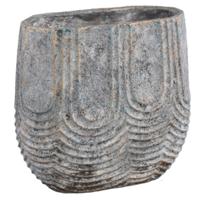 PTMD bloempot rexin ovaal grijs l 40 cm | 2 stuks