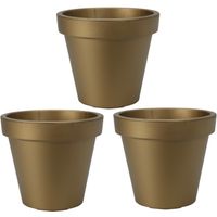 Plantenpot/bloempot - 3x - Tuin buiten - kunststof - mat goud - D20 cm