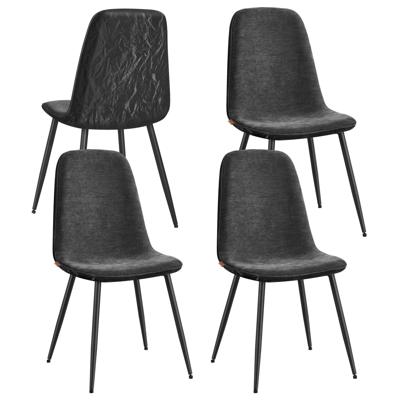 Eetkamerstoelen met chenille bekleding, Leigrijs / 4er Set