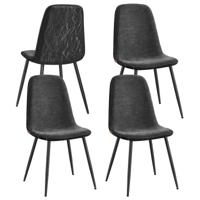 Eetkamerstoelen met chenille bekleding, Leigrijs / 4er Set