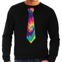 Hippie thema verkleed sweater / trui tie dye stropdas zwart voor heren - thumbnail