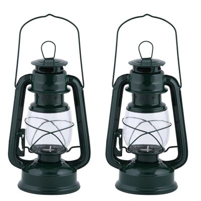 Set van 2x stuks stormlantaarn/windlicht groen 11,5 x 15 x 24 cm