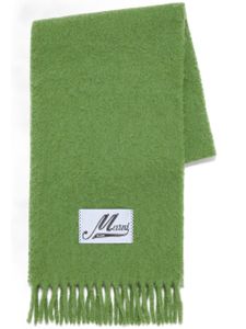 Marni écharpe frangée à patch logo - Vert