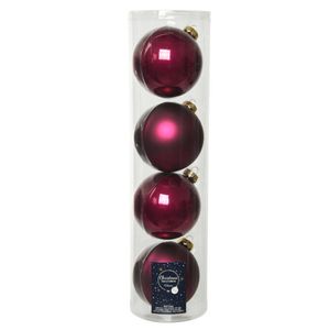 4x stuks glazen kerstballen framboos roze (magnolia) 10 cm mat/glans - Kerstbal
