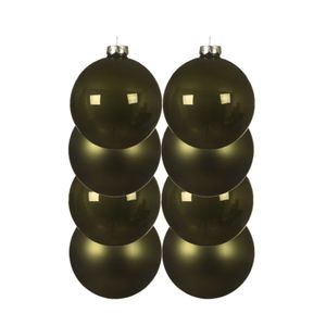 8x stuks kunststof kerstballen mos groen 10 cm glans/mat